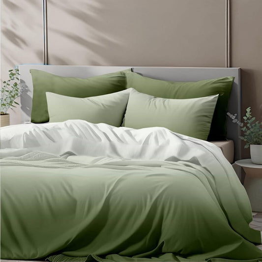 Colorful cotton bedding set of 3 pieces by The Gharnish, featuring ombre design and 300 TC thread count for a soft, vibrant bedroom decor.