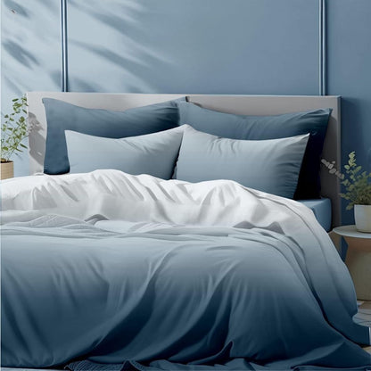 Colorful cotton bedding set by The Gharnish, 3-piece Ombrey design with vibrant patterns and 300 TC for comfortable sleep.