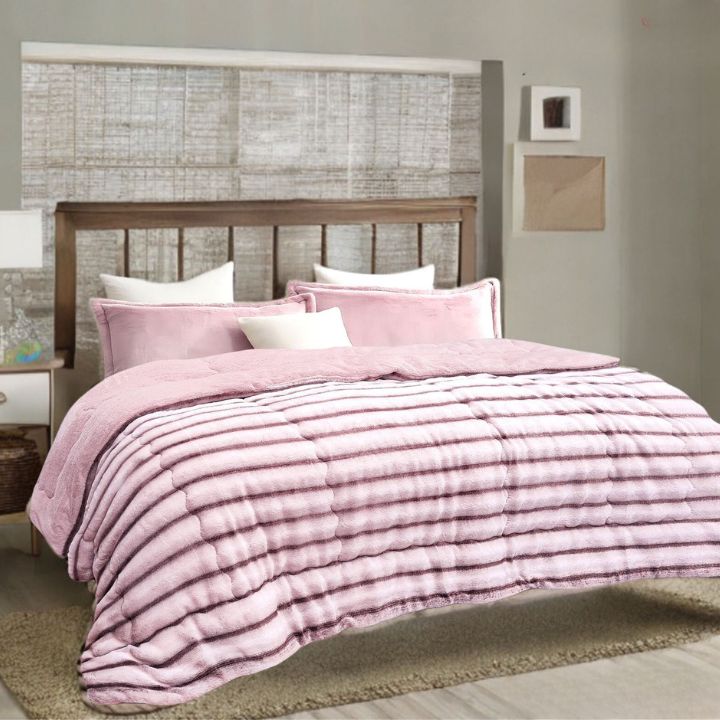 Ophelia Rabbit Fur ultra warm double bed quilt by The Gharnish, soft and cozy bedding for winter warmth.