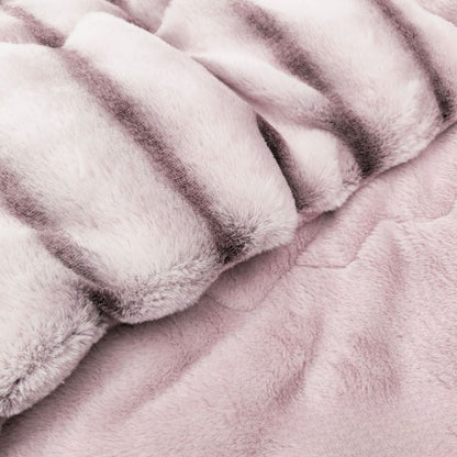 Ophelia rabbit fur ultra warm double bed quilt by The Gharnish, cozy winter bedding with plush, soft fur for extra warmth