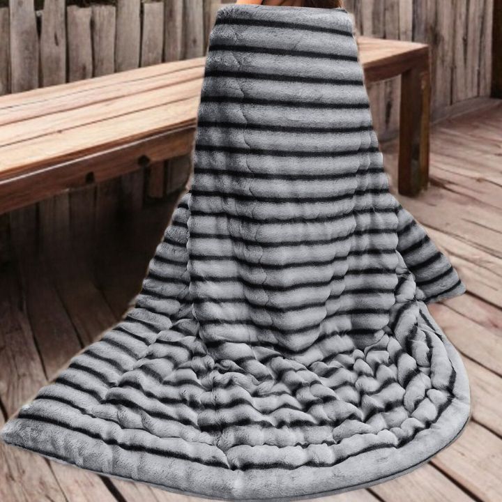 Ophelia rabbit fur double bed quilt by The Gharnish, ultra warm winter bedding with plush, cozy fur for cold nights.