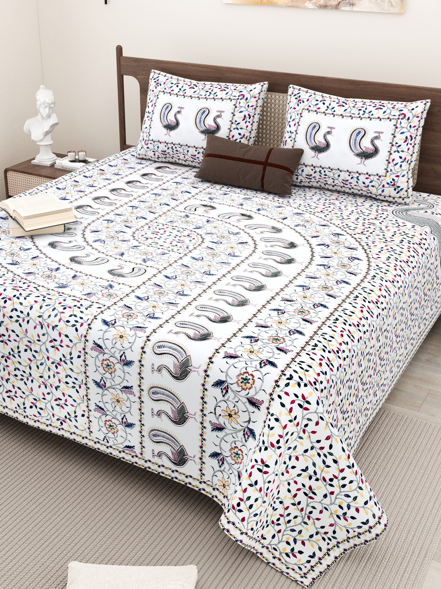  ALL NEW PURE COTTON 
JAIPURI PRINT KING SIZE
DOUBLE BED BEDSHEET SET.