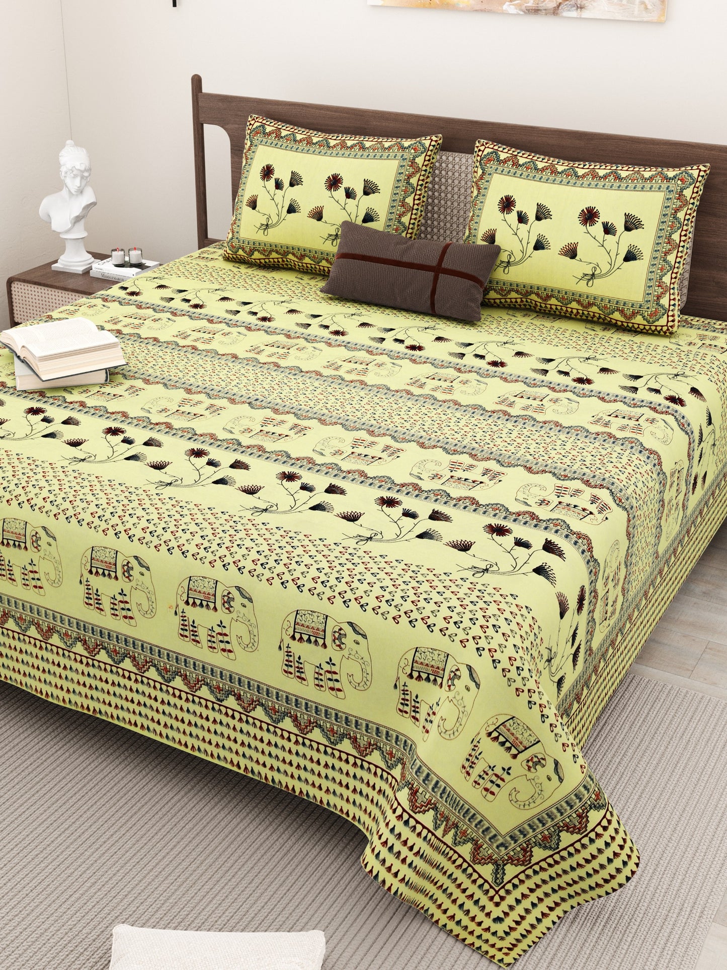  ALL NEW PURE COTTON 
JAIPURI PRINT KING SIZE
DOUBLE BED BEDSHEET SET.