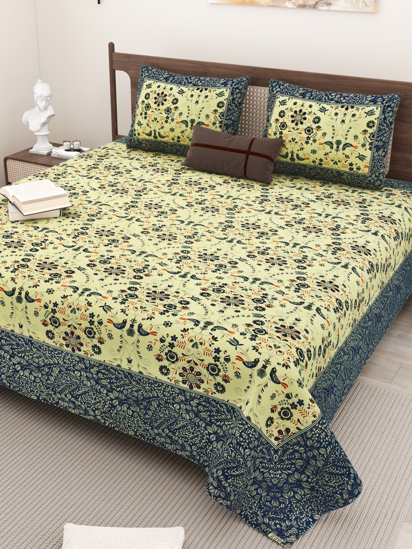  ALL NEW PURE COTTON 
JAIPURI PRINT KING SIZE
DOUBLE BED BEDSHEET SET.