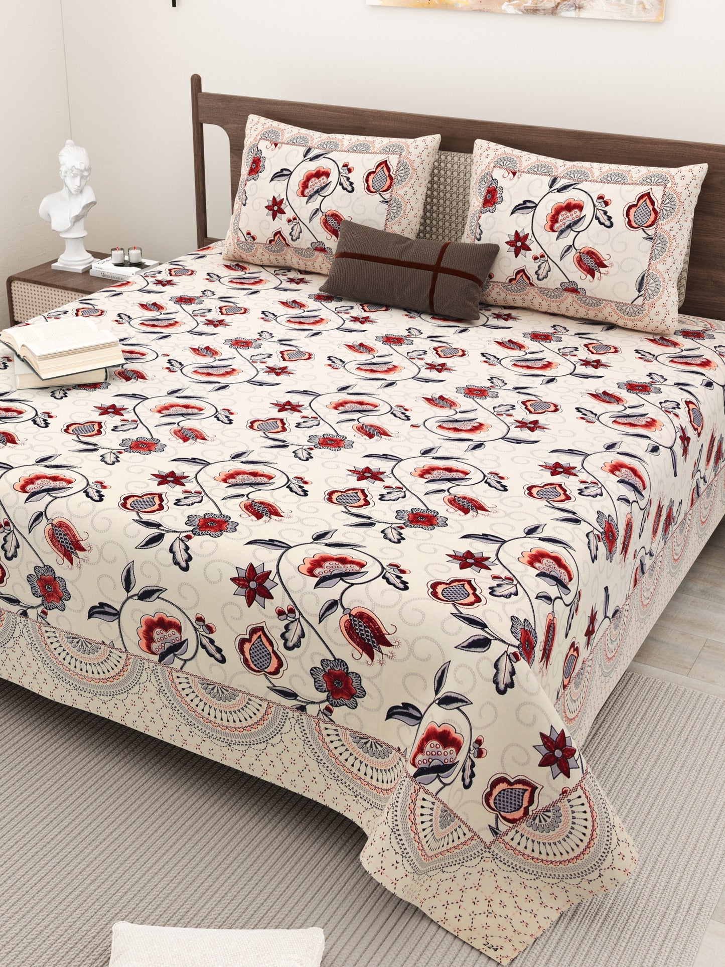  ALL NEW PURE COTTON 
JAIPURI PRINT KING SIZE
DOUBLE BED BEDSHEET SET.