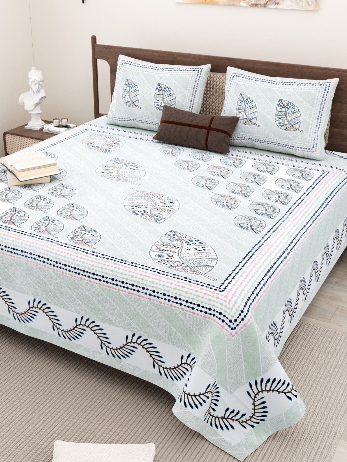  ALL NEW PURE COTTON 
JAIPURI PRINT KING SIZE
DOUBLE BED BEDSHEET SET.