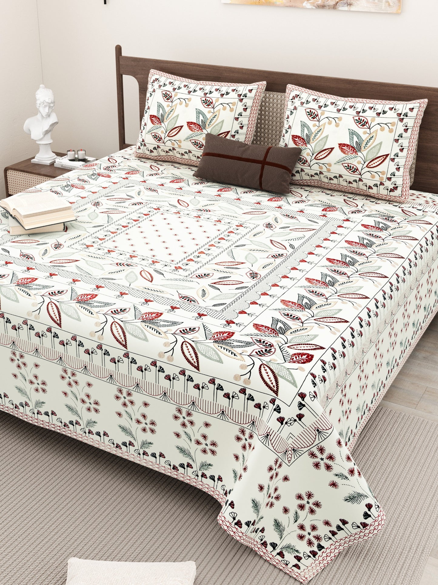 ALL NEW PURE COTTON 
JAIPURI PRINT KING SIZE
DOUBLE BED BEDSHEET SET.