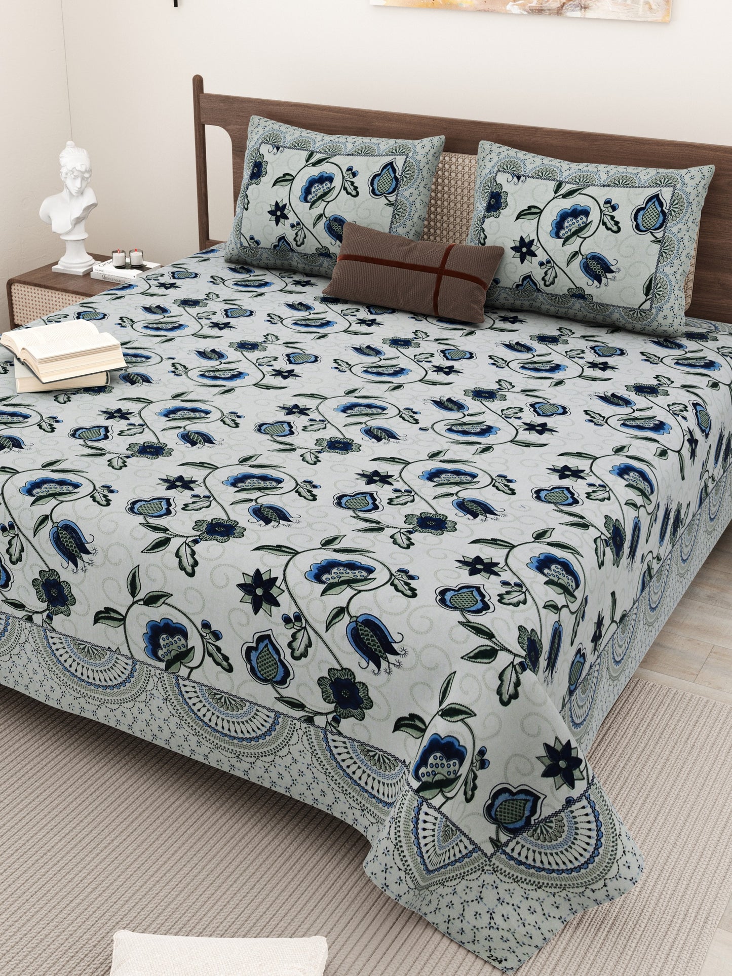  ALL NEW PURE COTTON 
JAIPURI PRINT KING SIZE
DOUBLE BED BEDSHEET SET.