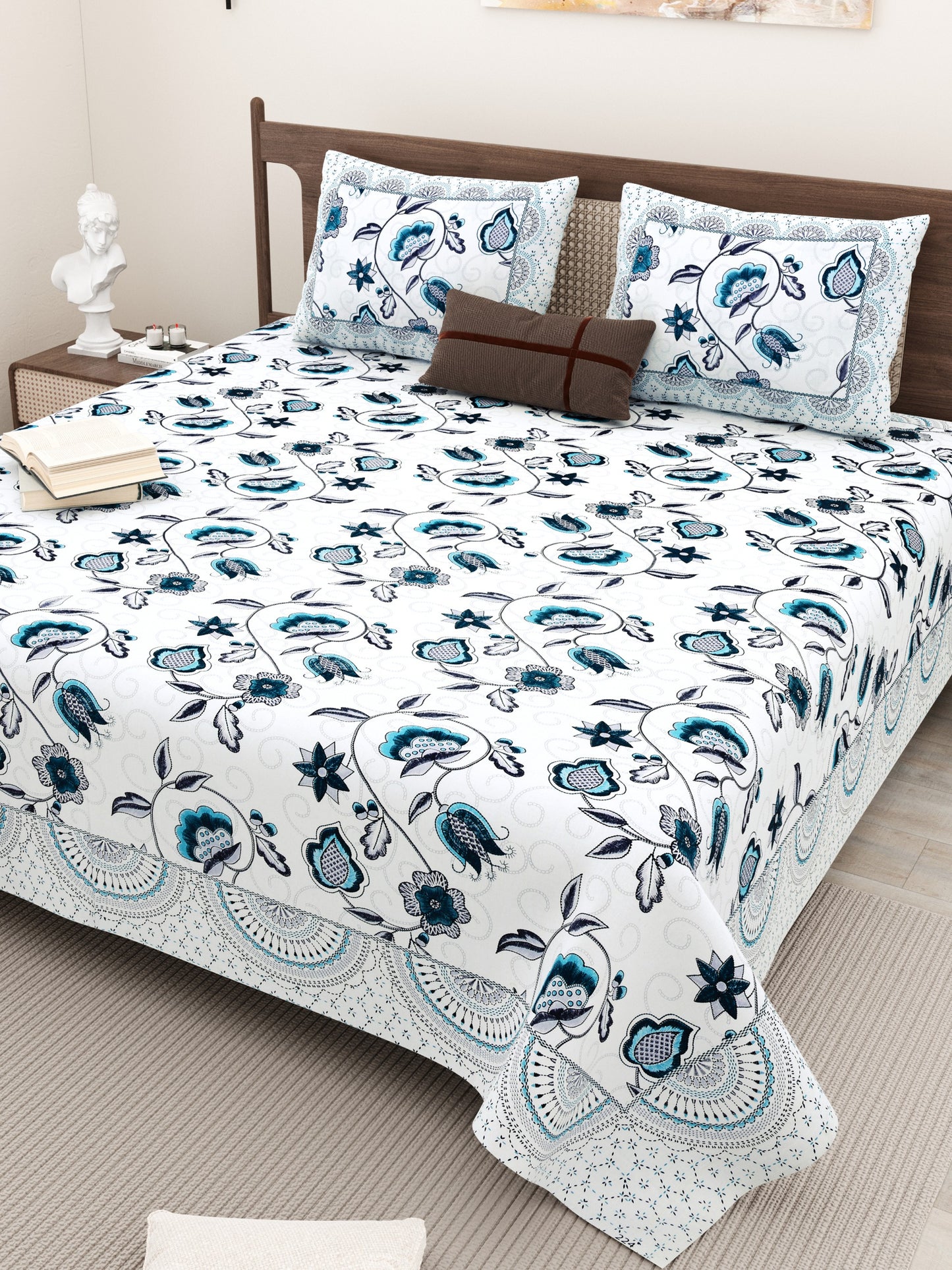  ALL NEW PURE COTTON 
JAIPURI PRINT KING SIZE
DOUBLE BED BEDSHEET SET.