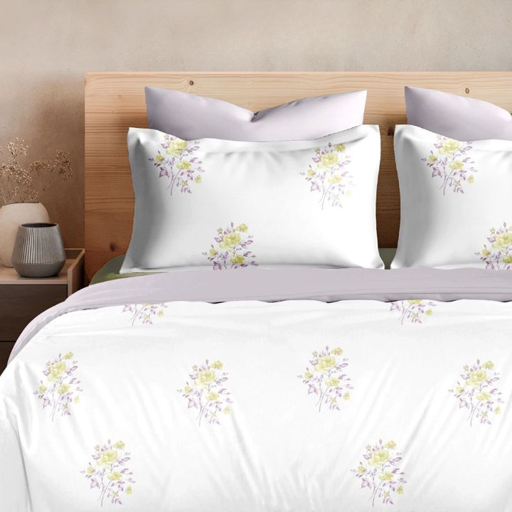 Pure cotton super king size bedsheet by The Gharnish, featuring a smooth, high-thread-count 400 TC bedding with a soft, elegant fabric finish.