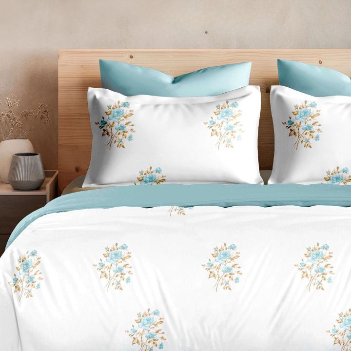 Pure Cotton Super King Size 400 TC Cotton Bedsheet - The Gharnish - A Unit of Satkala Creations