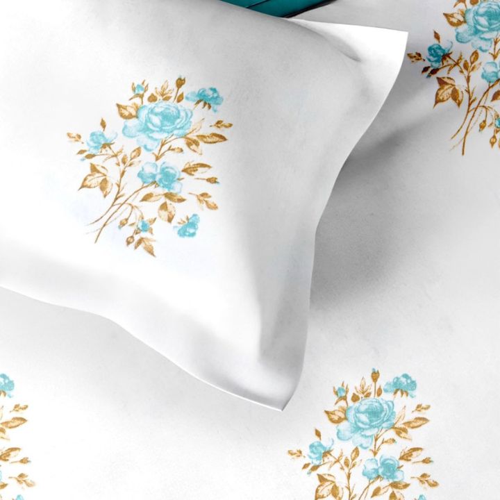 Pure Cotton Super King Size 400 TC Cotton Bedsheet - The Gharnish - A Unit of Satkala Creations
