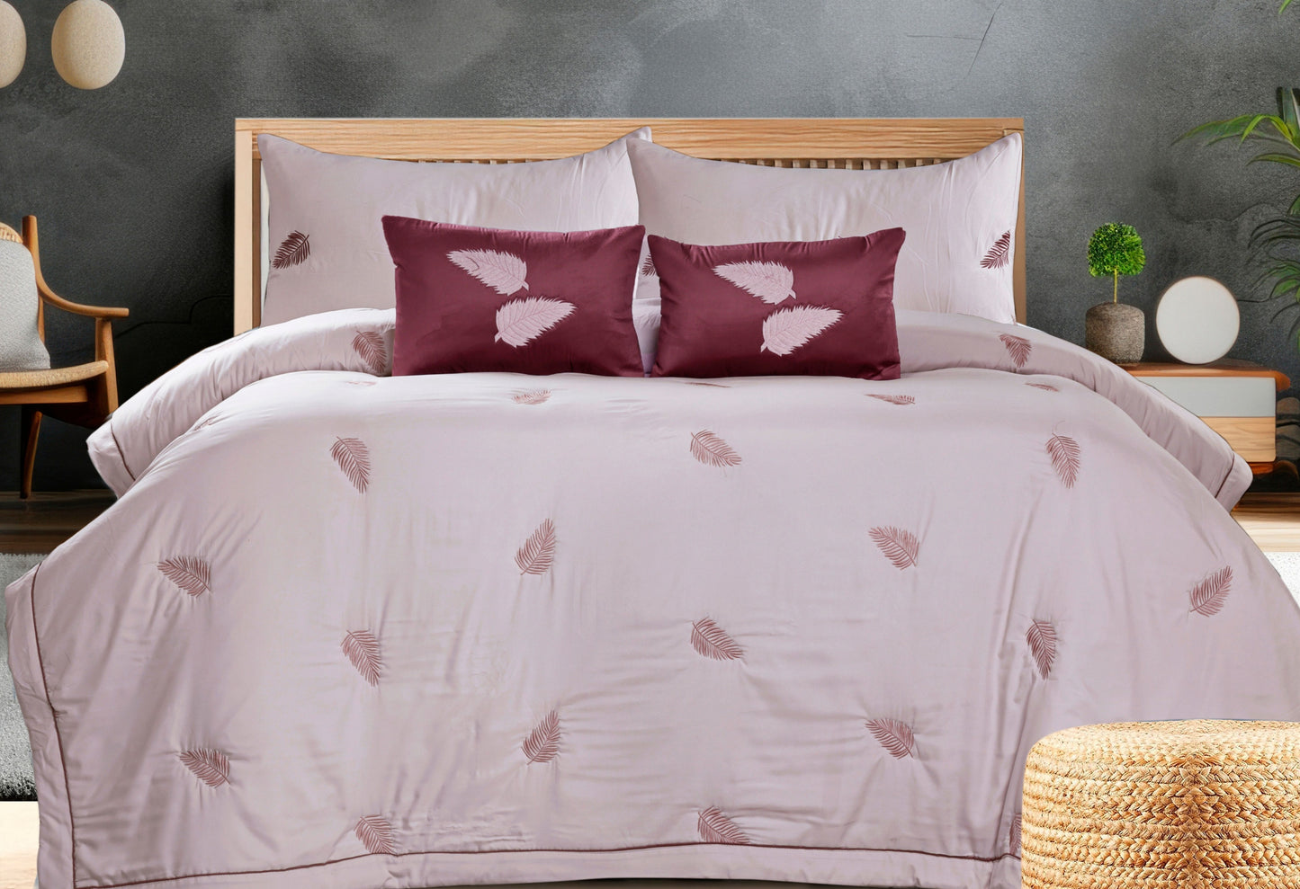 The Gharnish Royale 6-piece all-weather comforter bedding set with intricate embroidery, designed for comfort and style.