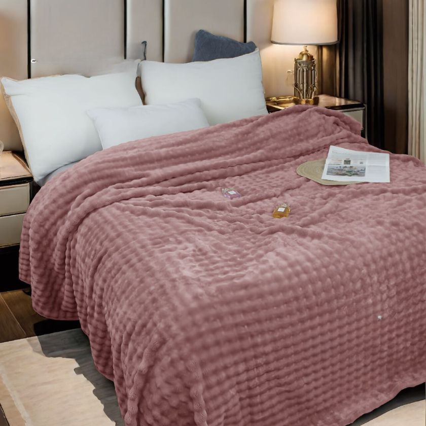 Super soft premium AC bedding blanket by The Gharnish, featuring cozy, lightweight fabric for comfortable sleep.