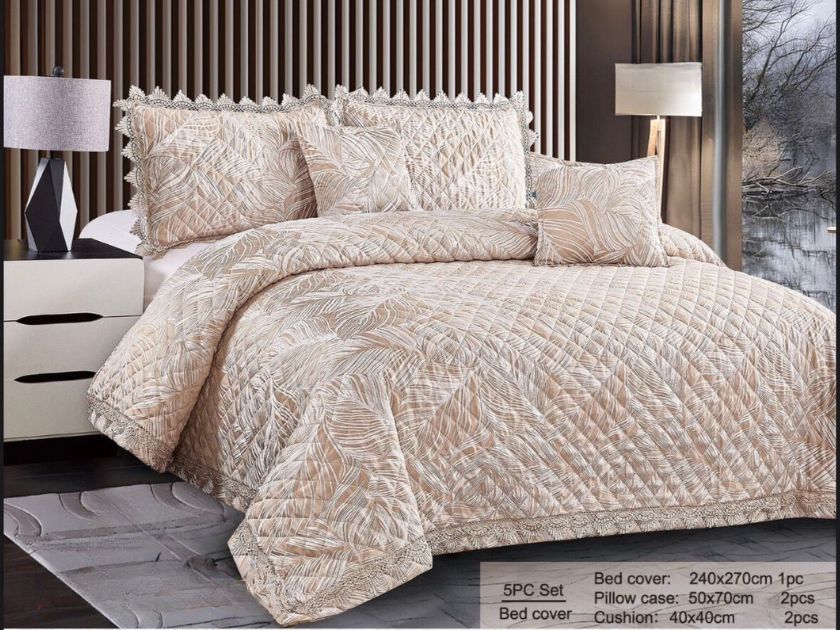 Treasurie 5 Pcs King Size Bedspread with beautiful lace work - The Gharnish - A Unit of Satkala Creations