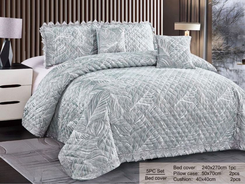 Treasurie 5 Pcs King Size Bedspread with beautiful lace work - The Gharnish - A Unit of Satkala Creations