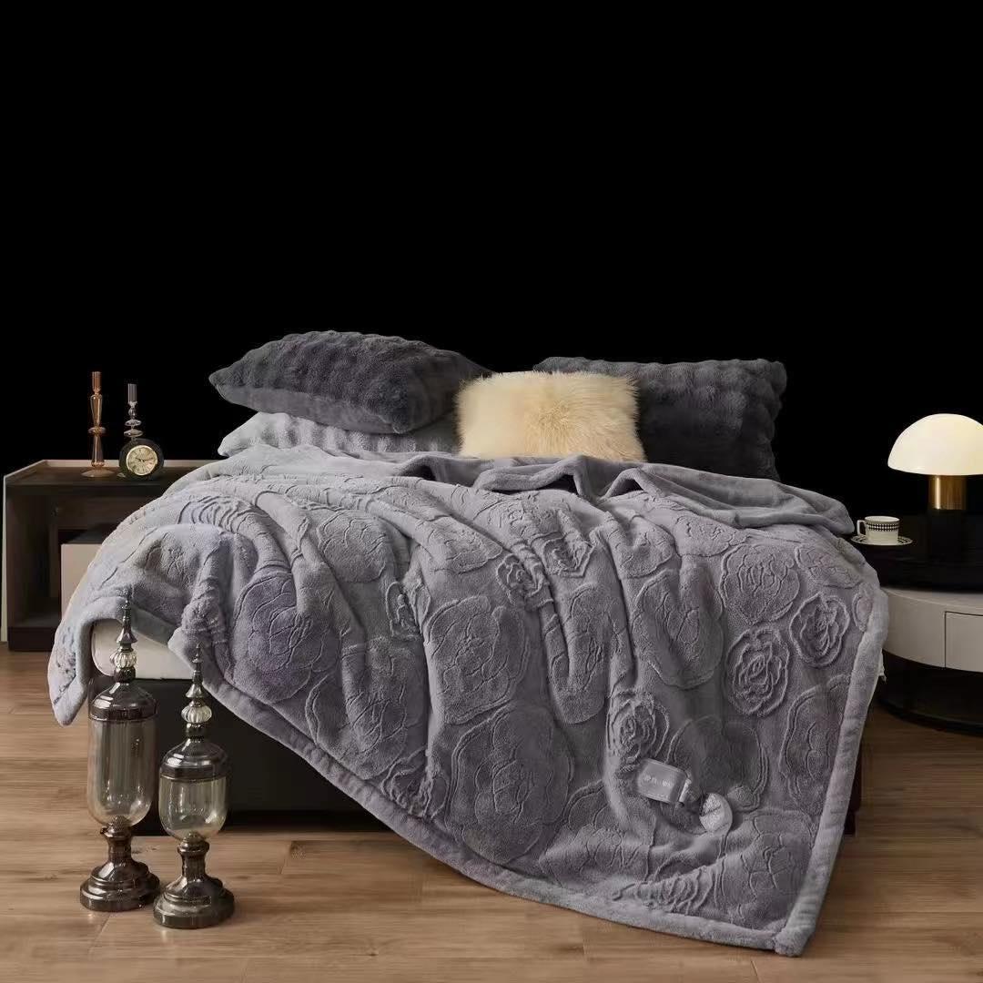 Double Bed Rabbit Fur Blanket / Super Soft Cloudy Embossed/ Blanket for winter - The Gharnish - A Unit of Satkala Creations