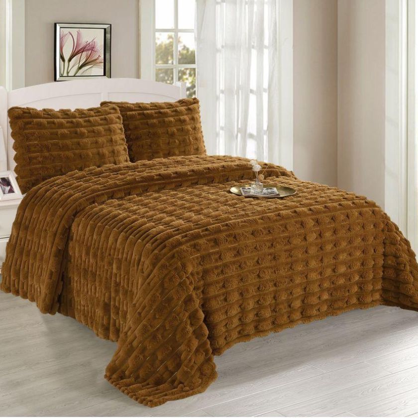 Soft rabbit fur bedsheet blanket by The Gharnish with plush, luxurious texture and cozy appearance.