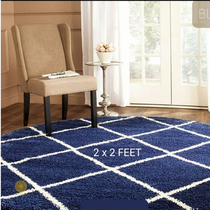 Beige modern round-shaped bedroom and dining room carpet by The Gharnish, 2x2 feet, soft textured woven rug for home decor