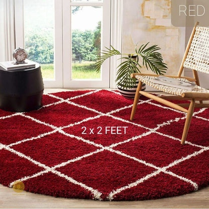 Beige modern round-shaped bedroom and dining carpet by The Gharnish, 2x2 feet, plush and stylish for contemporary interiors.