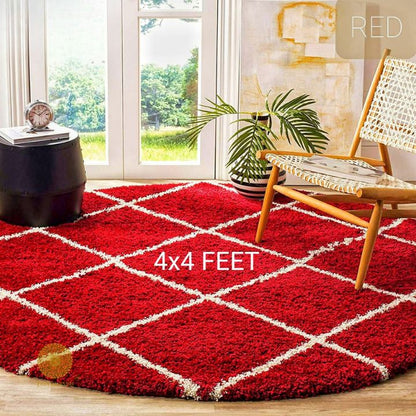 Beige modern round-shaped bedroom and dining room carpet by The Gharnish, 2x2 feet, soft and stylish home decor rug.