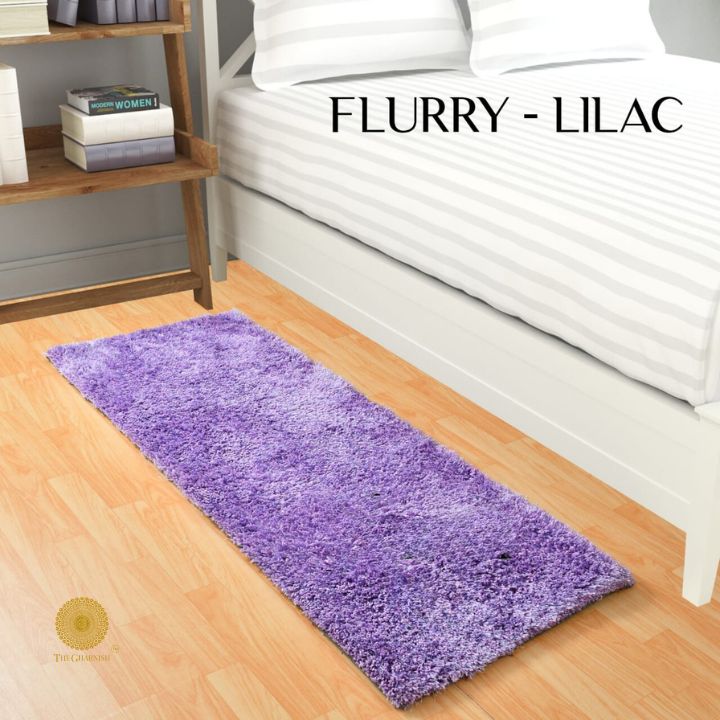 Grey Flurry bedside runner carpet by The Gharnish, featuring soft, plush fabric ideal for bedroom or hallway decoration.