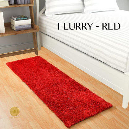 Grey Flurry bedside runner carpet by The Gharnish, soft textured home decor rug for bedroom or hallway.
