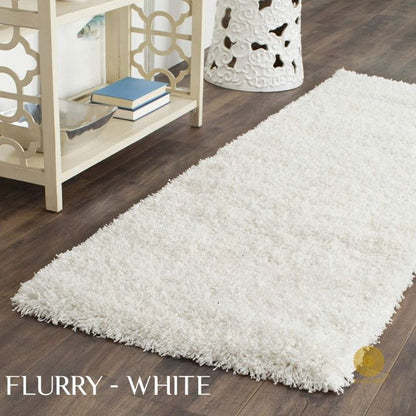 Gray Flurry bedside runner carpet by The Gharnish, soft textured home decor accent for bedrooms or hallways.