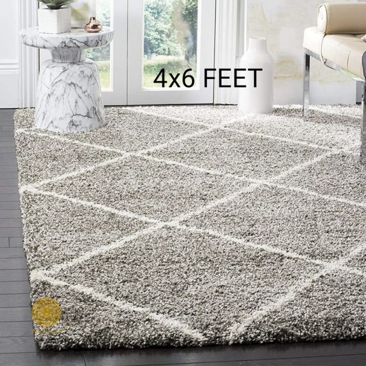 Maroon super soft micropoly carpet by The Gharnish, well-designed 4x6 feet area rug for living rooms or bedrooms.