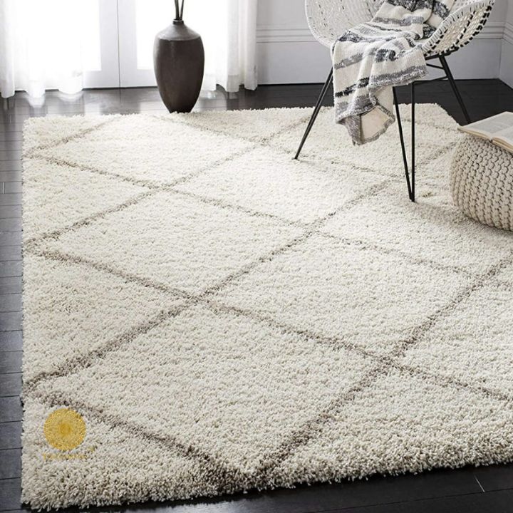Maroon super soft micropoly carpet by The Gharnish, well-designed 4x6 feet indoor rug with plush texture and modern pattern.