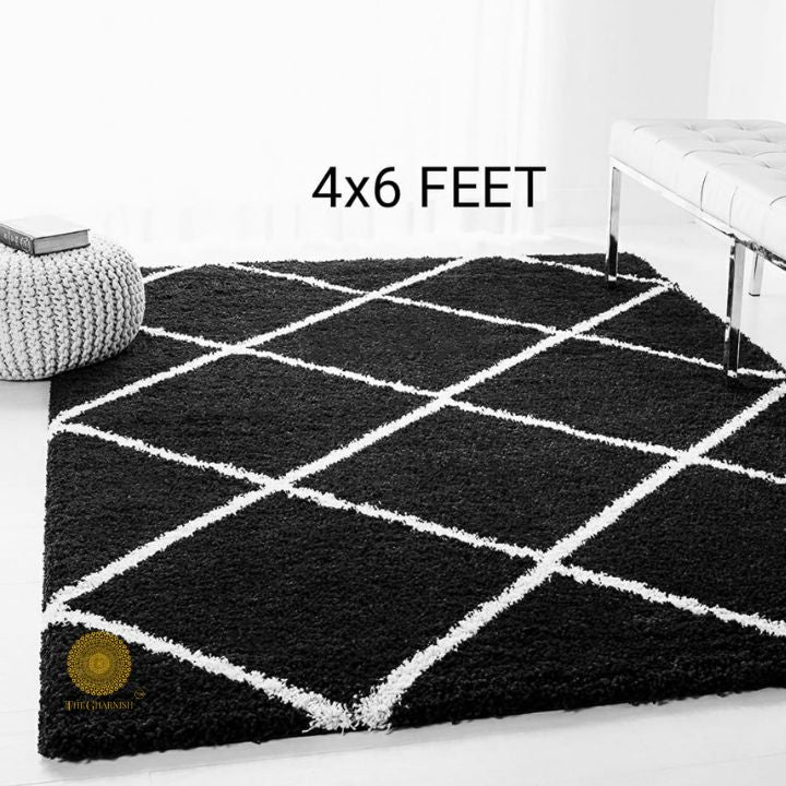 Maroon super soft micropoly carpet by The Gharnish, well-designed 4x6 feet carpet for living room or bedroom decor.