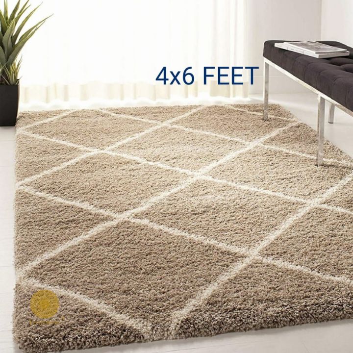 Maroon super soft micropoly carpet by The Gharnish, well-designed 4x6 feet area rug for home decor.