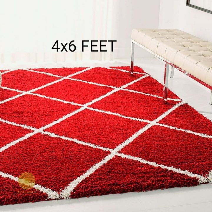 Maroon super soft micropoly carpet from The Gharnish, well-designed 4x6 feet area rug for living spaces and bedrooms.