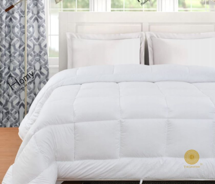 Navy blue Supersoft Siliconised Micro Fabric All Season Comforter by The Gharnish, double size, cozy and lightweight bedding.