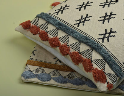 Boho Decorative & Designer Cushion Cover Set of 2 – Premium Cotton Embroidered Pillow Covers for Home Décor - The Gharnish - A Unit of Satkala Creations