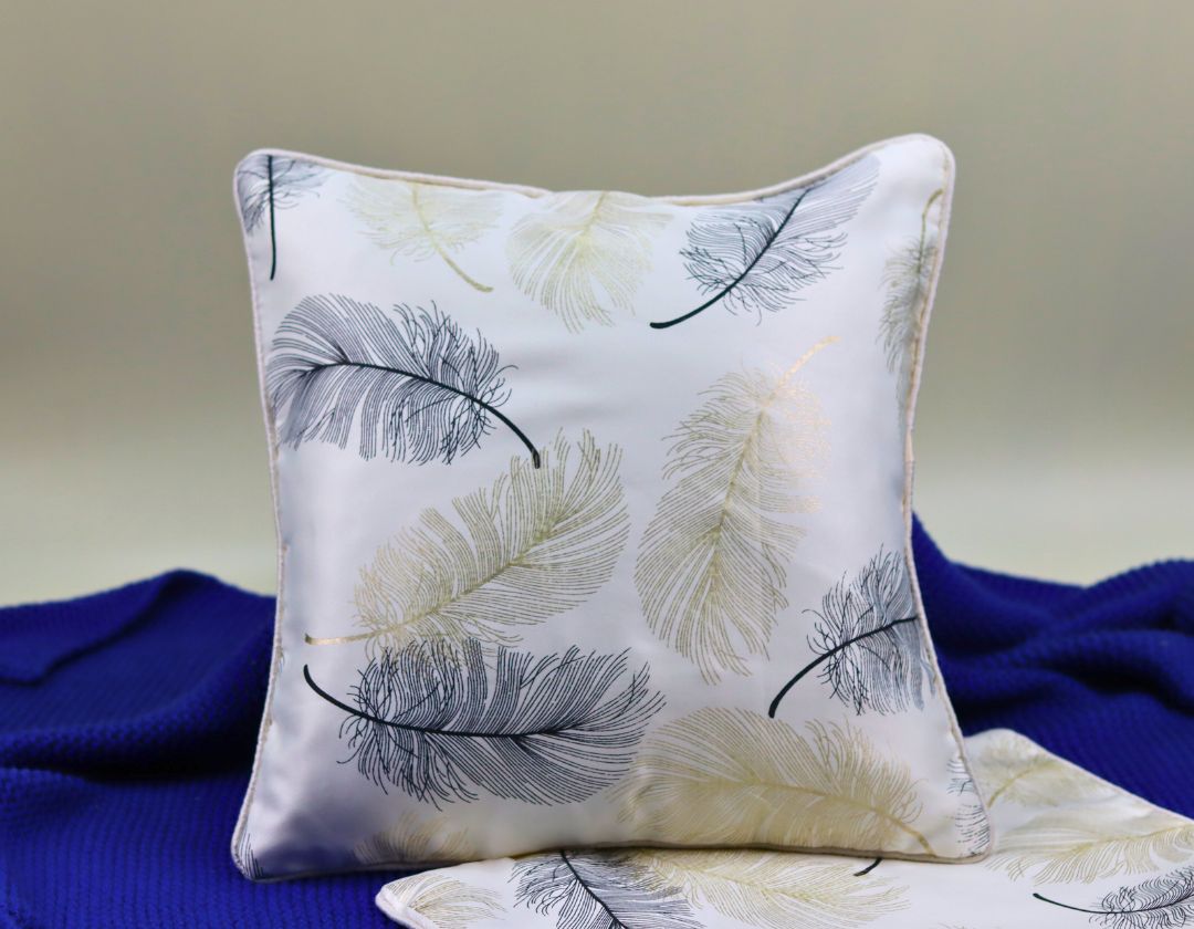 Leaf Printed Cushions Covers set of 2 - The Gharnish - A Unit of Satkala Creations
