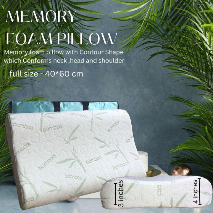 Memory Foam Bamboo Pillow for Comfort Neck,Head and Shoulder - The Gharnish - A Unit of Satkala Creations