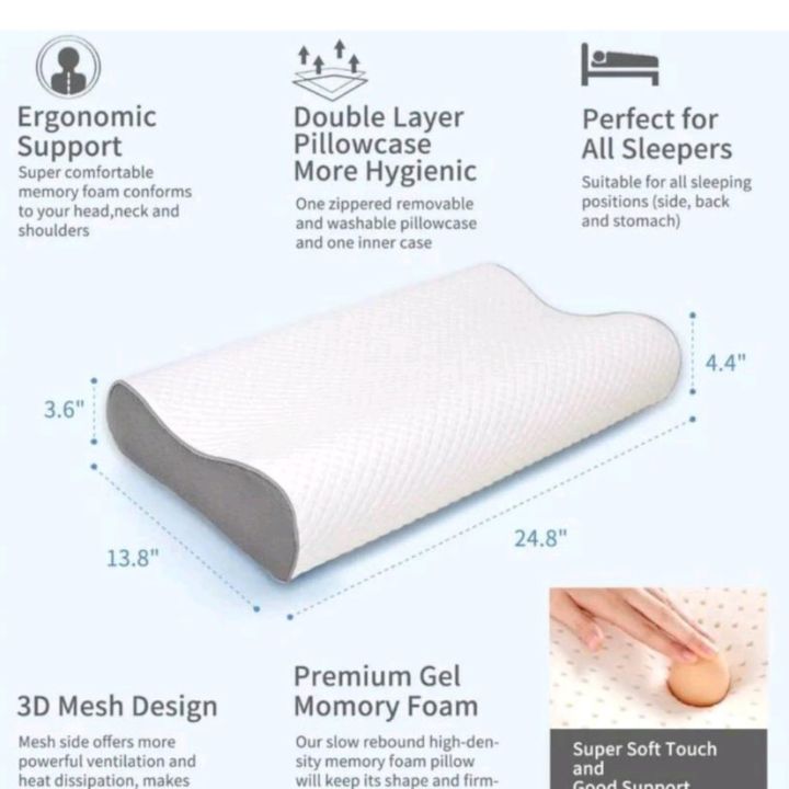 Memory Foam Bamboo Pillow for Comfort Neck,Head and Shoulder - The Gharnish - A Unit of Satkala Creations