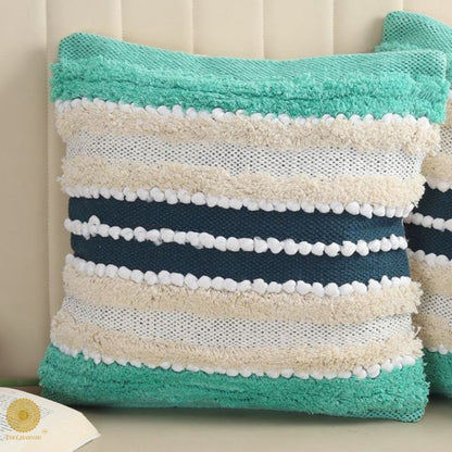 Set of two premium pure cotton knitting pattern cushion covers by The Gharnish, soft and stylish decorative cushions for sofas.