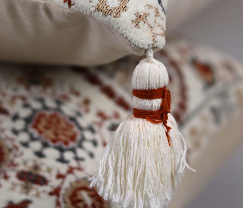 Pure Cotton Hanblocked Cushion Covers with Tussels - The Gharnish - A Unit of Satkala Creations