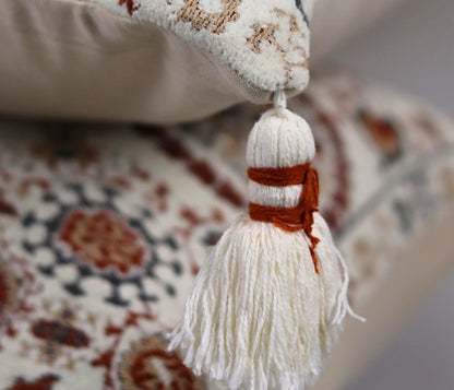 Pure Cotton Hanblocked Cushion Covers with Tussels - The Gharnish - A Unit of Satkala Creations