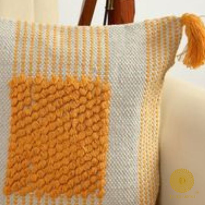 Set of 2 cotton cushion covers with tassels by The Gharnish, featuring soft fabric and decorative tassel accents for cozy home decor.