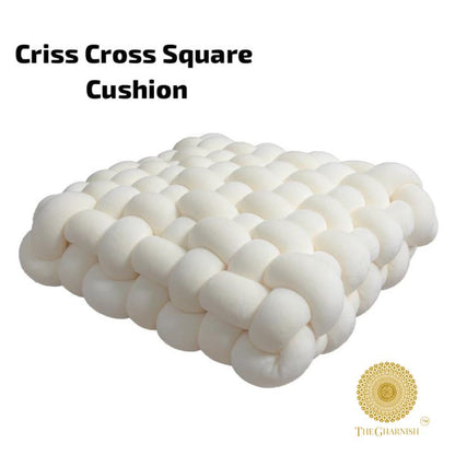 Premium Square Criss Cross Cushion Set of 1pc - The Gharnish - A Unit of Satkala Creations
