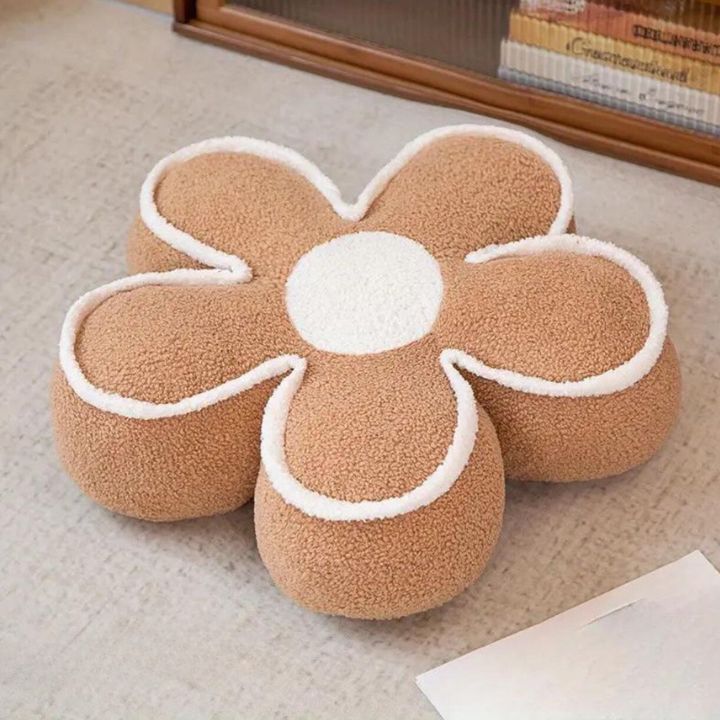 Colorful flower plush seat cushion by The Gharnish, soft and comfortable cushion with vibrant floral design.