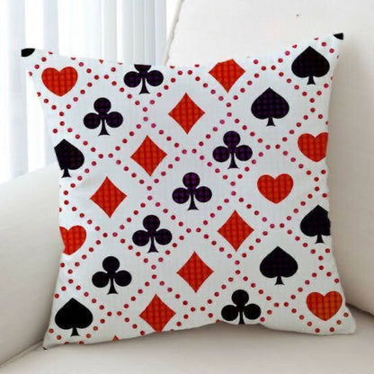 Set of two The Gharnish party cushion covers with festive, decorative designs on soft fabric for home or event decor.