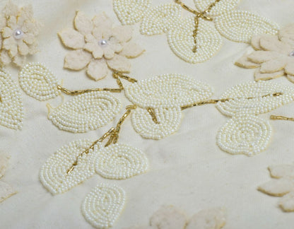 Pearl White Cushions with beads Set of 5 - The Gharnish - A Unit of Satkala Creations