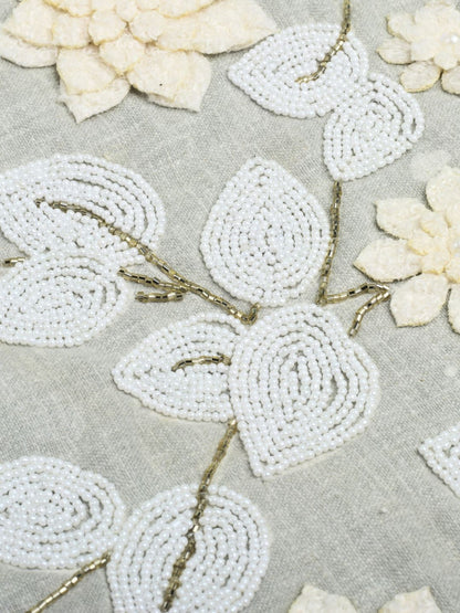 Pearl White Cushions with beads Set of 5 - The Gharnish - A Unit of Satkala Creations
