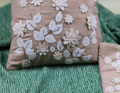Pearl White Cushions with beads Set of 5 - The Gharnish - A Unit of Satkala Creations