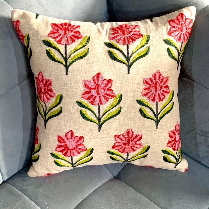 Pure Cotton Embroidery Cushion Covers – Set of 5 - The Gharnish - A Unit of Satkala Creations