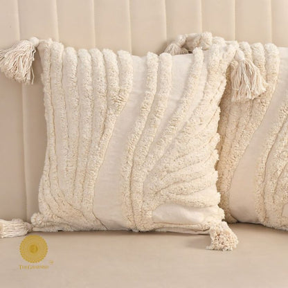 Set of 2 super soft cotton woven tufted cushion covers by The Gharnish, featuring a textured, stylish design for home decor.